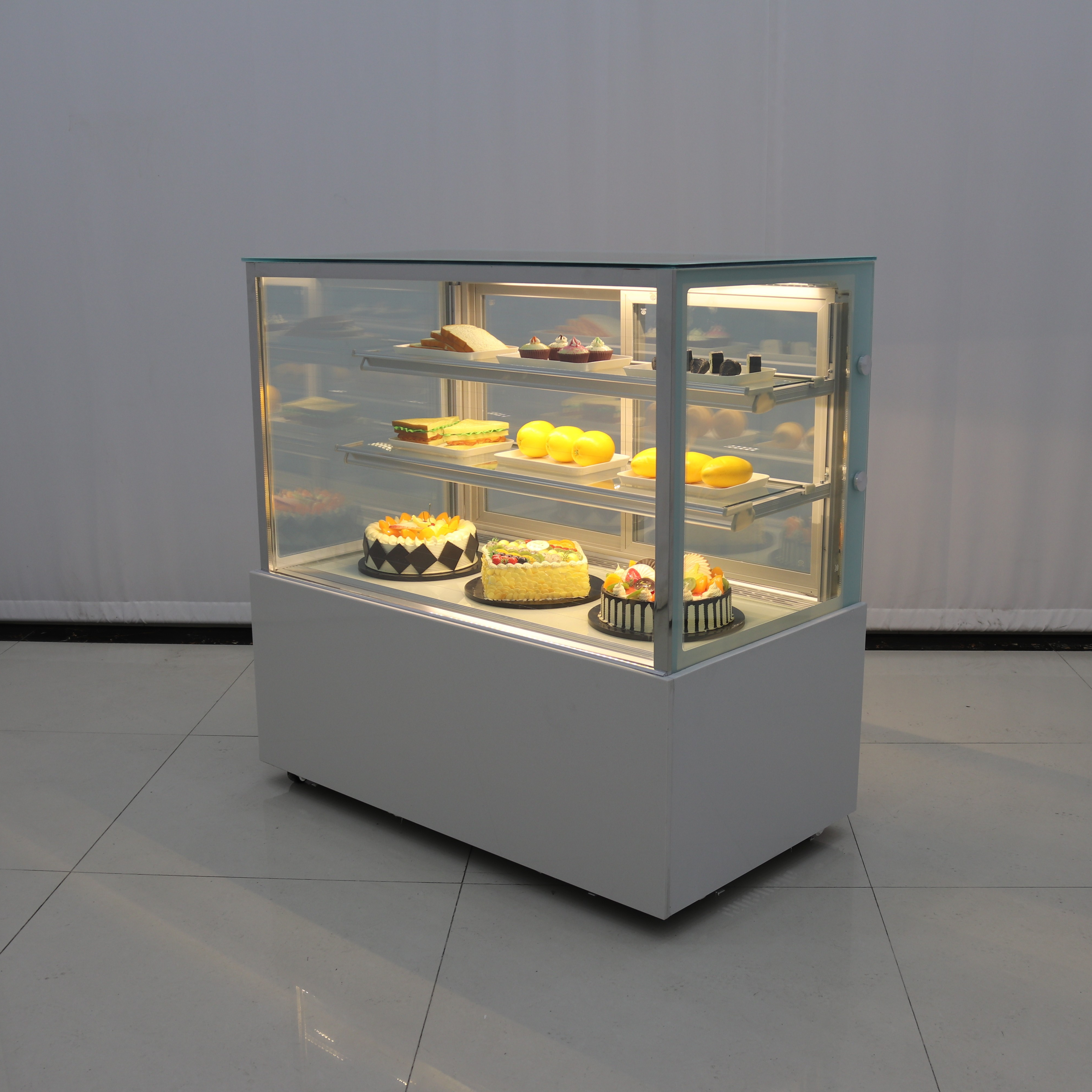 0.9m 1.2m 1.5m 1.8m straight curved glass back open refrigerated cake display cases/bread bakery display /cake display counter