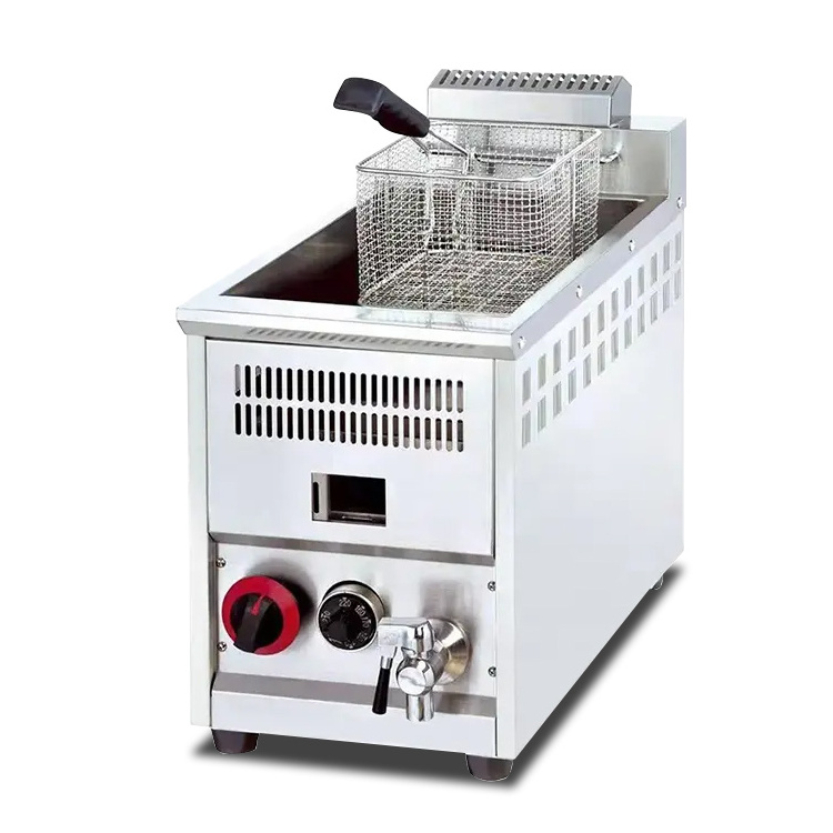 Commercial industrial stainless steel gas single can Fish and chips corn hot dog fryer