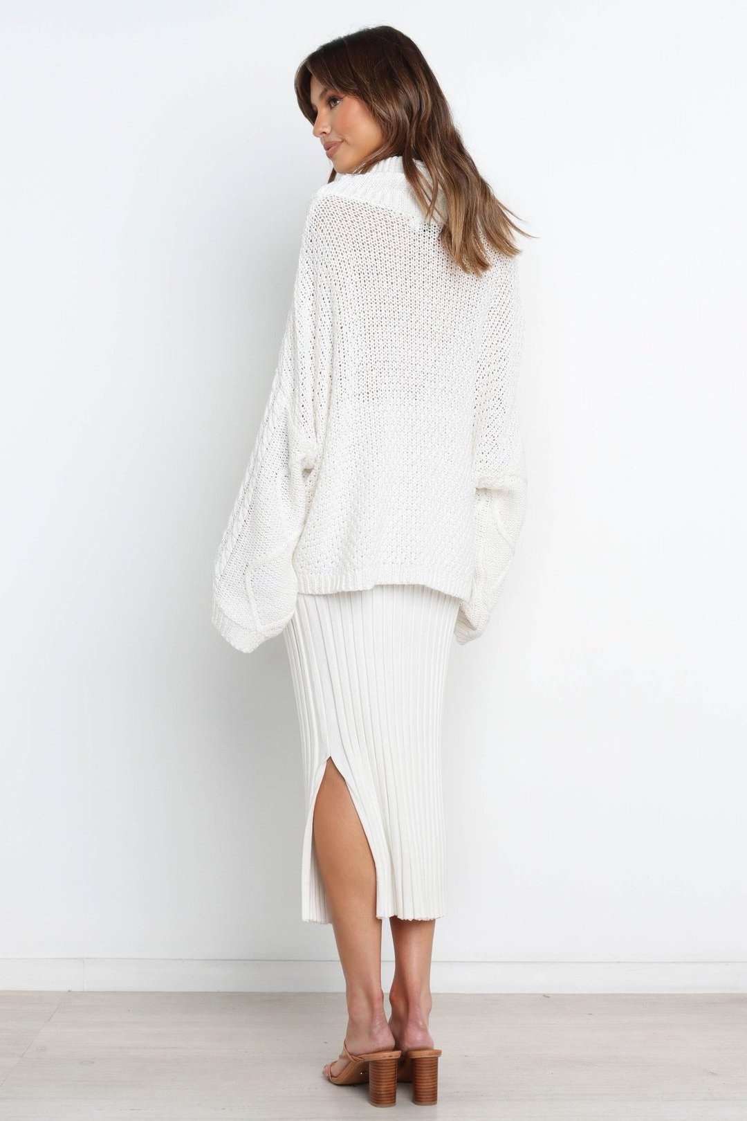 Fall winter women turtleneck pointelle crochet open stitch cable knitted sweater pullover