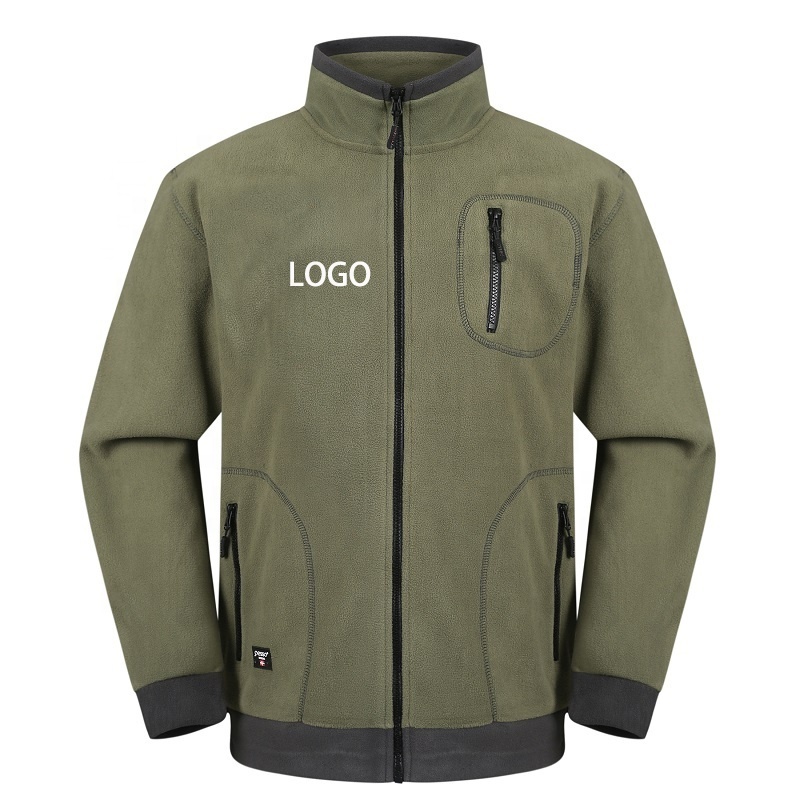 Custom embroidered logo outdoor work wear company uniform tactical winter reversible mens polar fleece jacket