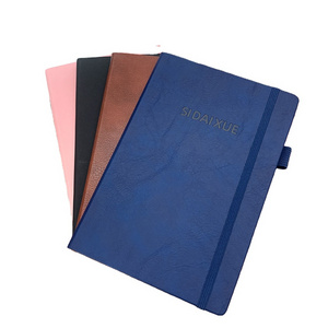 Wholesale Custom PU Leather Hardbound Notebooks Elastic Strap Closure 2025 Diary with Back Pocket