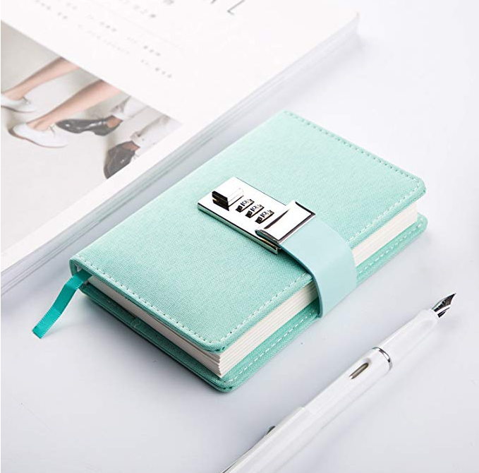 custom pu leather travel journal diary personal writing notebooks daily business planner notepad with combination lock