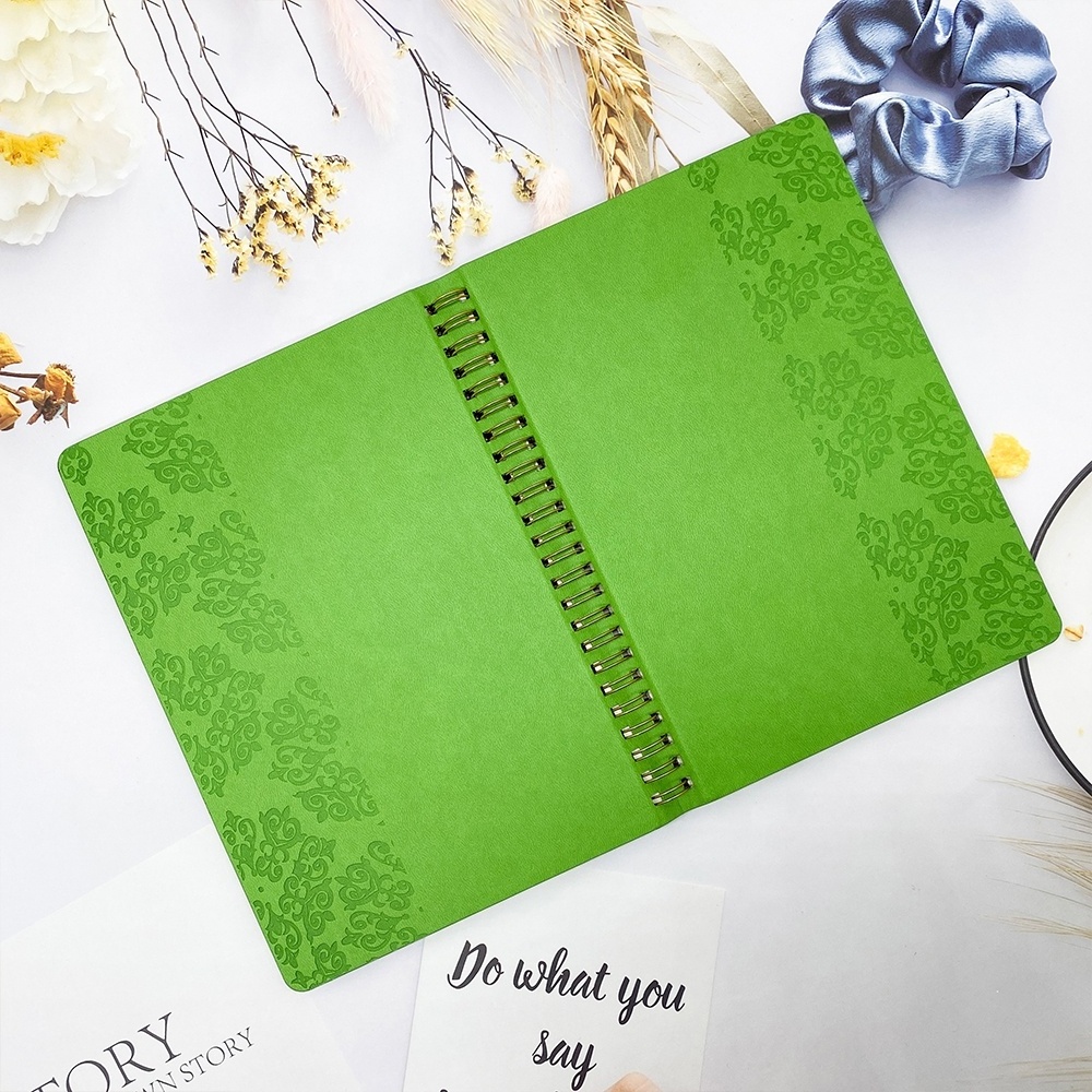 Wholesale A5 Spiral Notebooks Customized Logo Pu Leather Double Coil Binding Journal Notebook