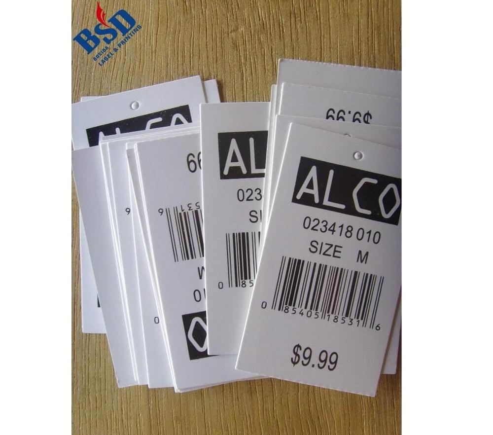 Custom paper price tag, PVC price tag and UPC Barcode Hang tag for clothing