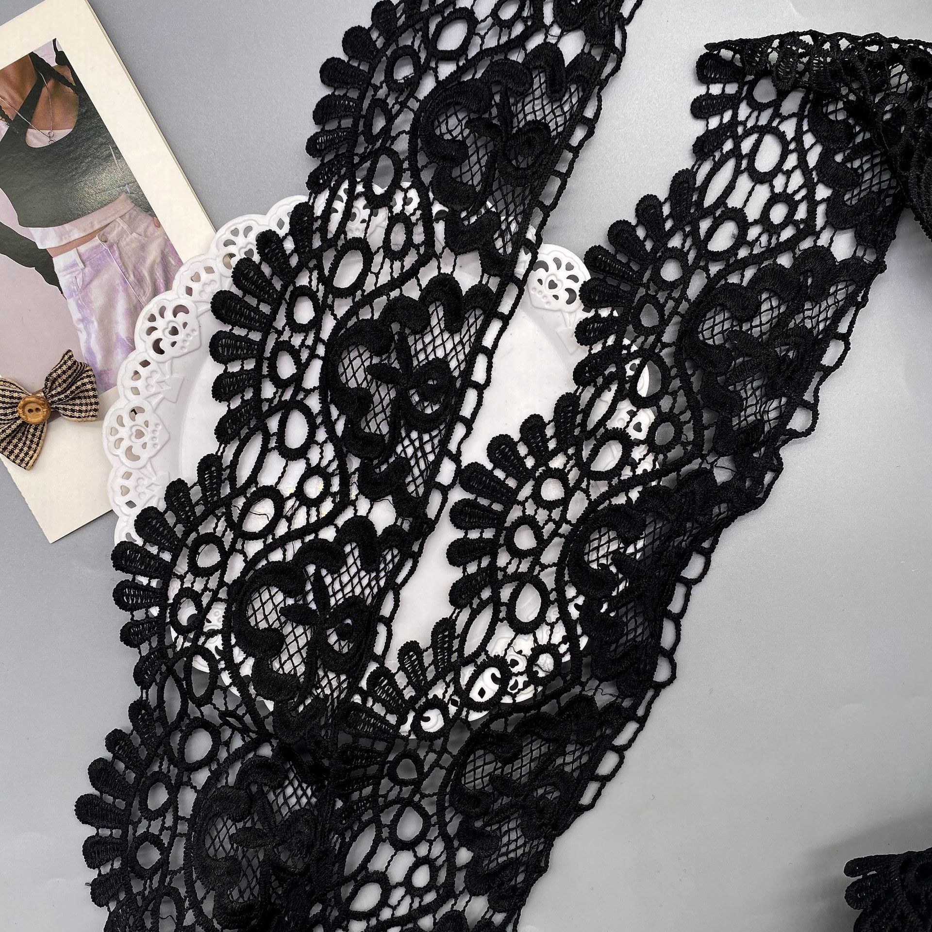 New products milk silk lace trims sewing chemical lace trimming flower chemical embroidery lace fabric