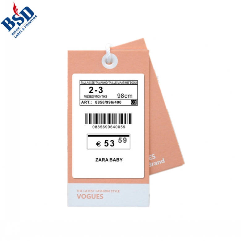 Custom paper price tag, PVC price tag and UPC Barcode Hang tag for clothing