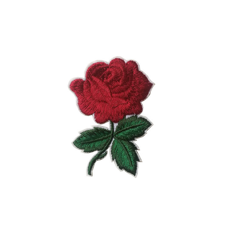 Wholesale In Stock Factory Chenille Patches Custom Classic Multi-Color Small Rose Embroidery Back With Heat Melt Glue