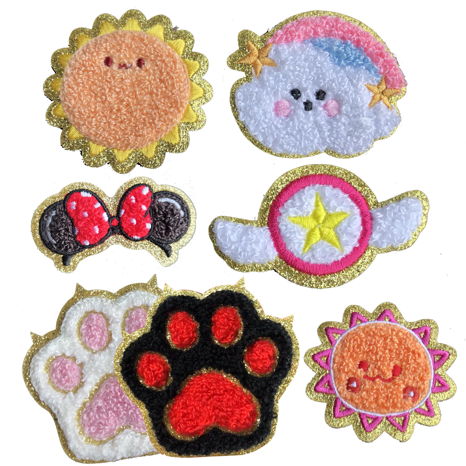 Wholesale Custom Logo Patch Embroidered Iron On Chenille Patches With Hot Melt Glue For Clothing