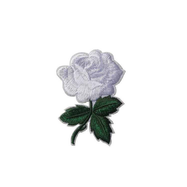 Wholesale In Stock Factory Chenille Patches Custom Classic Multi-Color Small Rose Embroidery Back With Heat Melt Glue