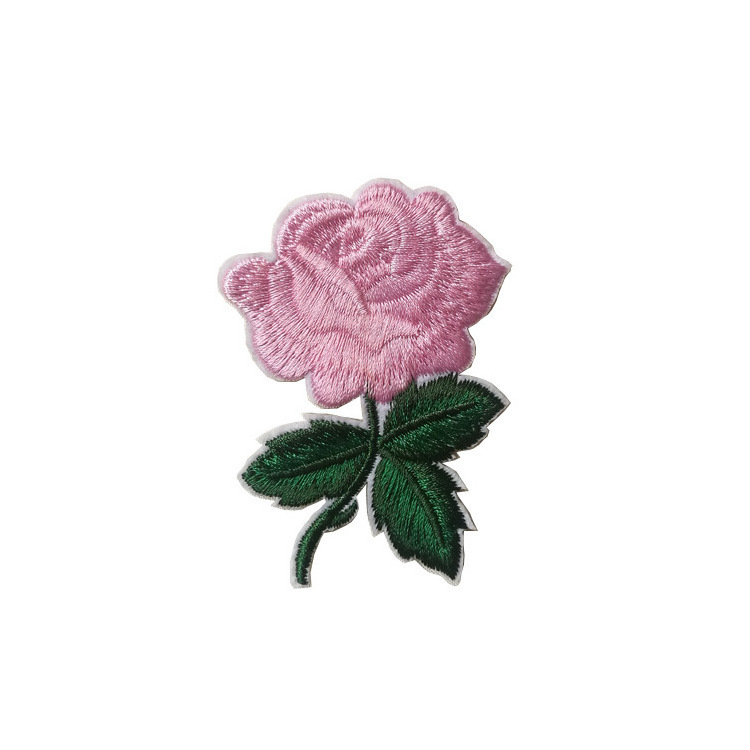 Wholesale In Stock Factory Chenille Patches Custom Classic Multi-Color Small Rose Embroidery Back With Heat Melt Glue