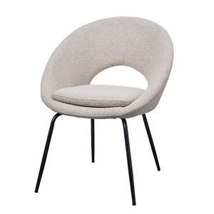 Nordic Velvet Fabric sherpa curved back living room furniture Boucle kamasutra Upholstered Dining chair