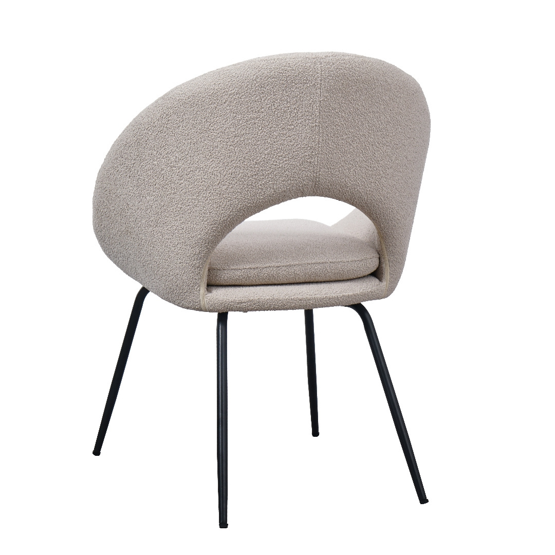 Nordic Velvet Fabric sherpa curved back living room furniture Boucle kamasutra Upholstered Dining chair