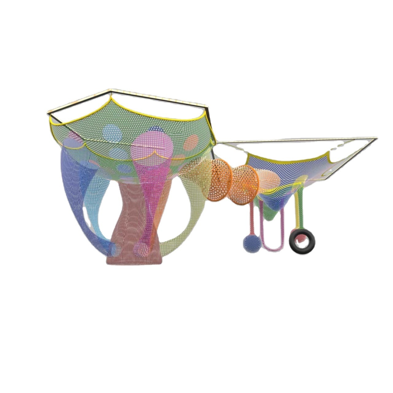 Customized Large Children's Playground Rainbow Net Includes Inflatable Ball Swing For Rope Net Adventure Children's Playground