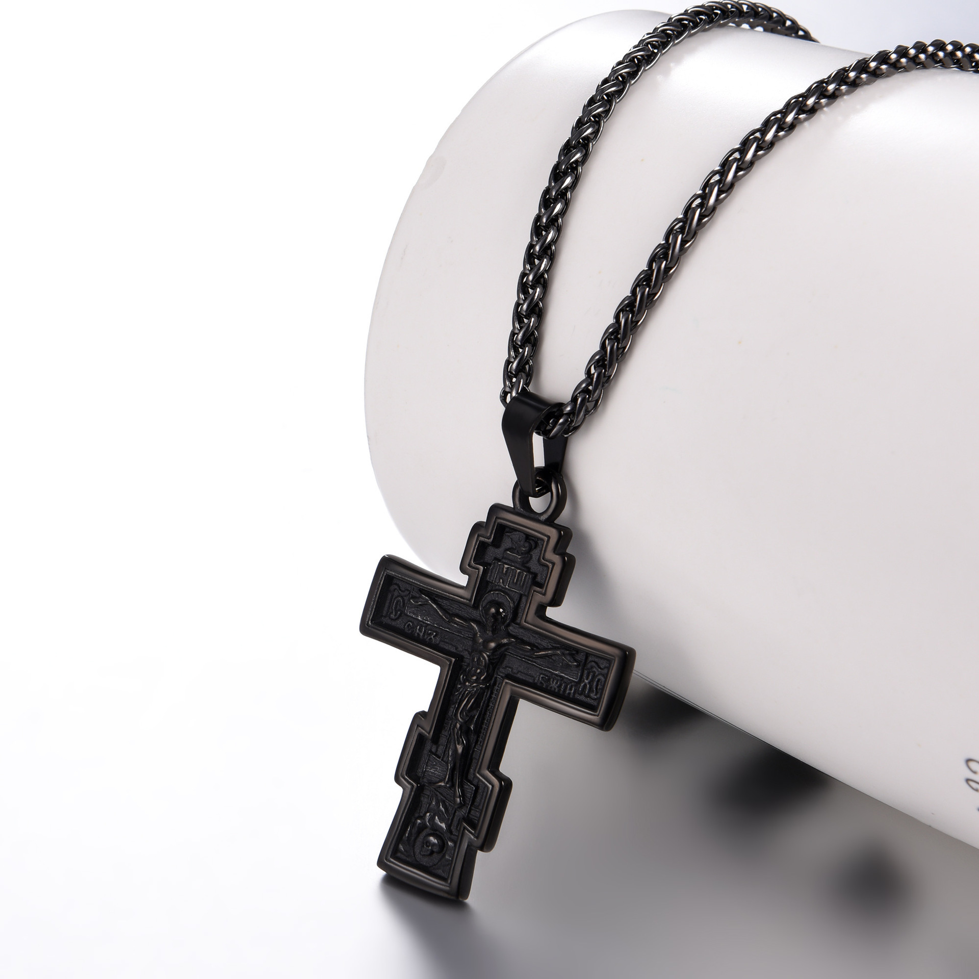 hip hop stainless steel necklace chain Russian Orthodox holy bible jesus cross necklace jewelry for men