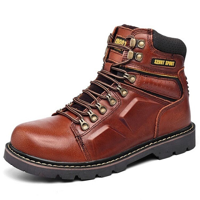 Customized Labor steel toe shoe for men Anti-smashing Anti-puncture leather safety shoes work boots