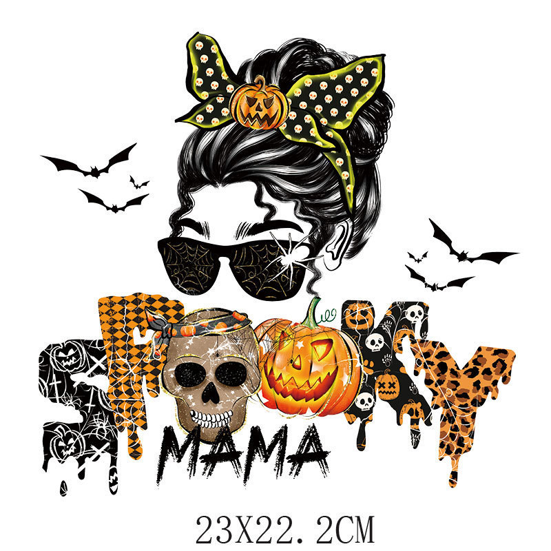 Custom halloween ghost terror element dtf transfer print stickers hot stamping flat heat transfer For Clothing