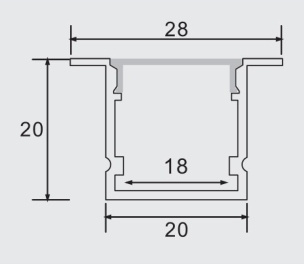 SDW2020M  20X20MM Square LED Channel System with Milky White Cover Lens, Silver Aluminum