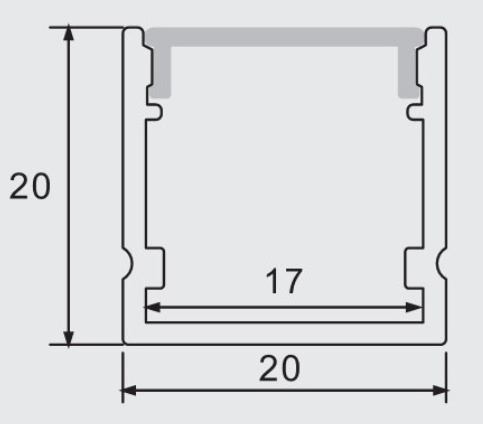 SDW2020M  20X20MM Square LED Channel System with Milky White Cover Lens, Silver Aluminum