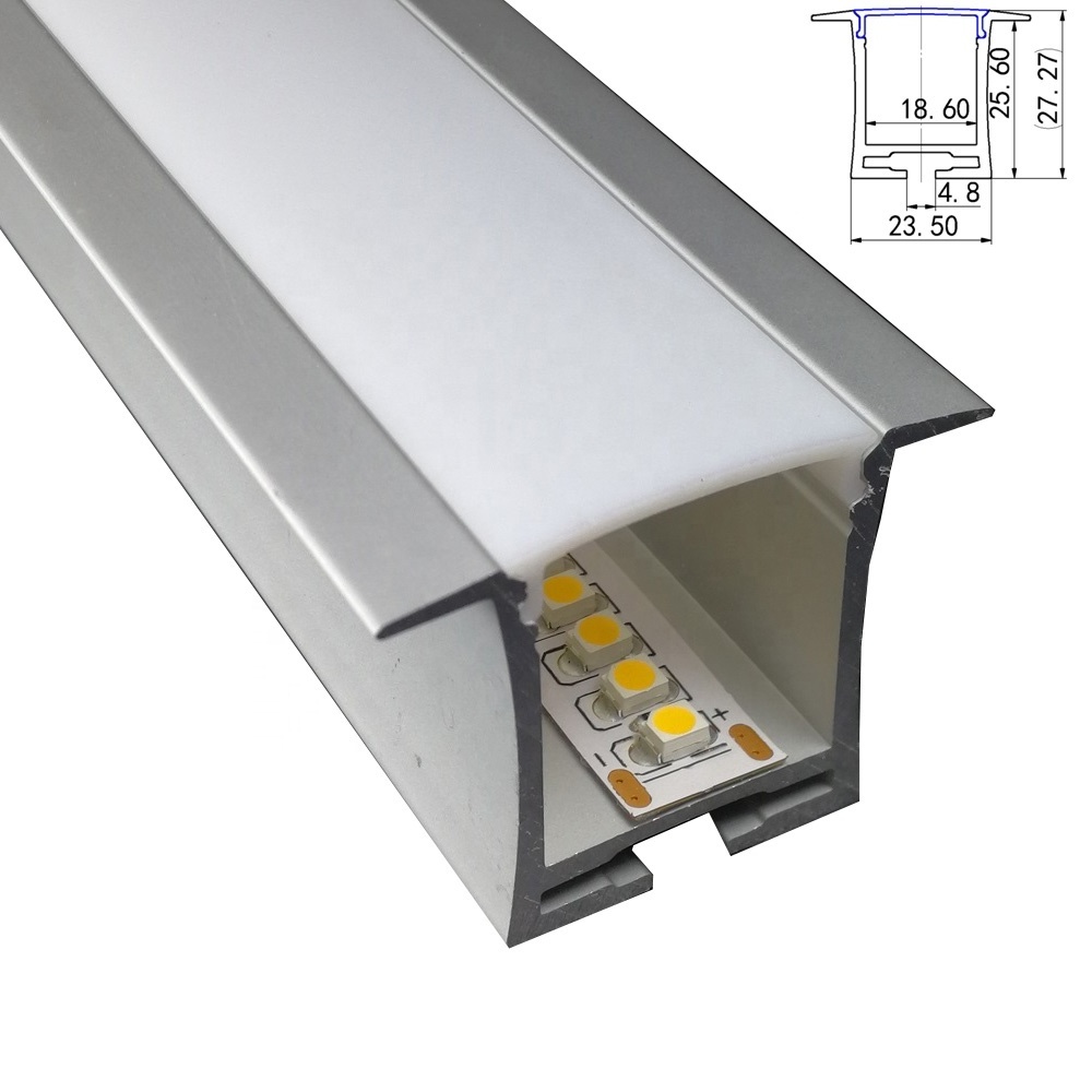 Perfil Aluminio De Embutir Duo Difusor Leitoso Para LED