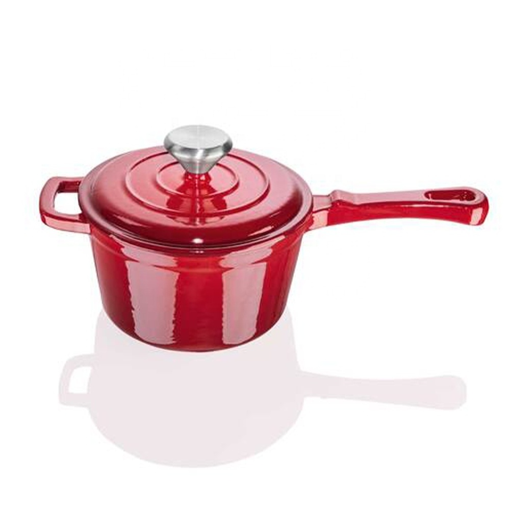 Home kitchen enamel coated polished cast iron cooking pots cookware set casseroles soup stock pot with lid