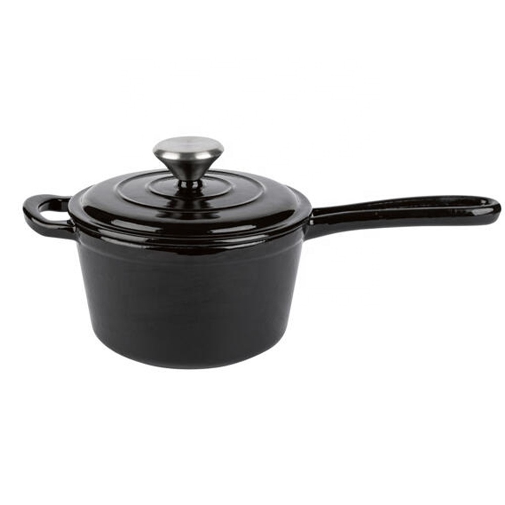 Home kitchen enamel coated polished cast iron cooking pots cookware set casseroles soup stock pot with lid