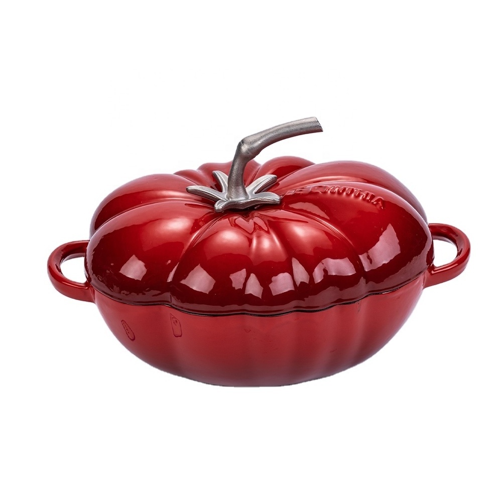 Cast Iron Pumpkin Shaped Casserole Enamel Hot Pot with Lid for Enamel Casserole Dutch Oven Soup Pot