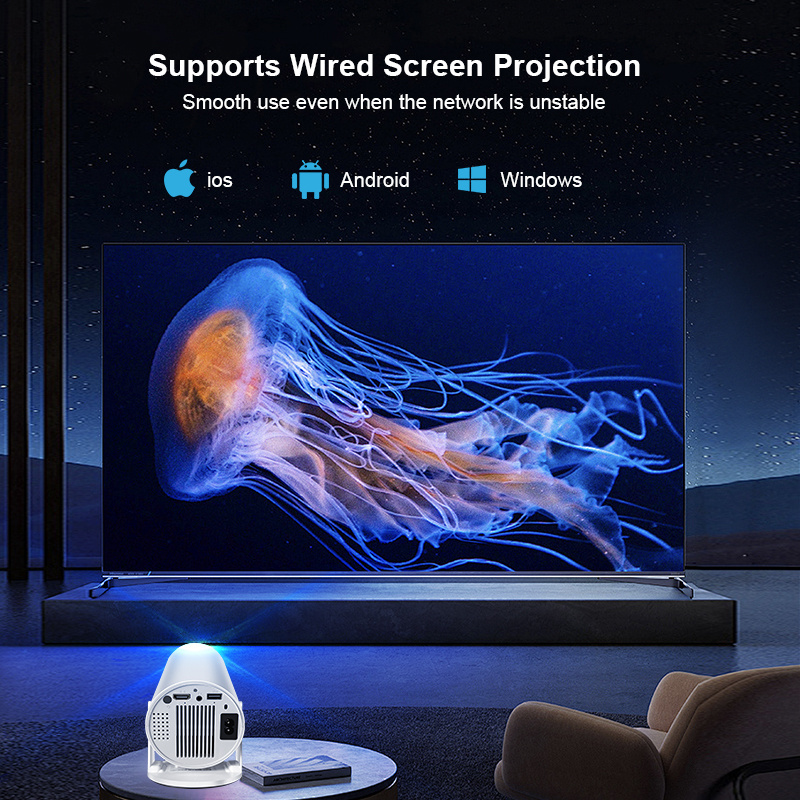 2024 Bi Led Laser 1080p Video Portable Projector 4k Android 12 TV Box Stick Smart BT Dual Wifi HY300 4k Mini Projectors