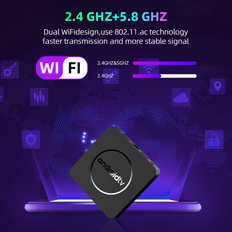 New Streaming Mi TV Box Dual Wifi HDR Android TV Box 8K Quad Core Set-top box For  Free IPTV in Spanish English Portuguese