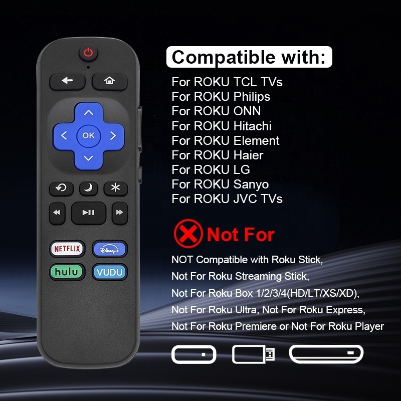 Popular 17keys Wholesale TV Remote Control Replacement Universal Remote for Roku TV TCL Hisense Onn Sharp Roku Series Smart TVs