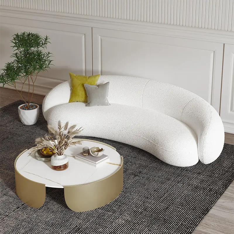 Home Furniture Round Couches Luxury Teddy Sofa Lounge Nut Circle Boucle Curved Cloud Sofa Couch White Modern Sofas