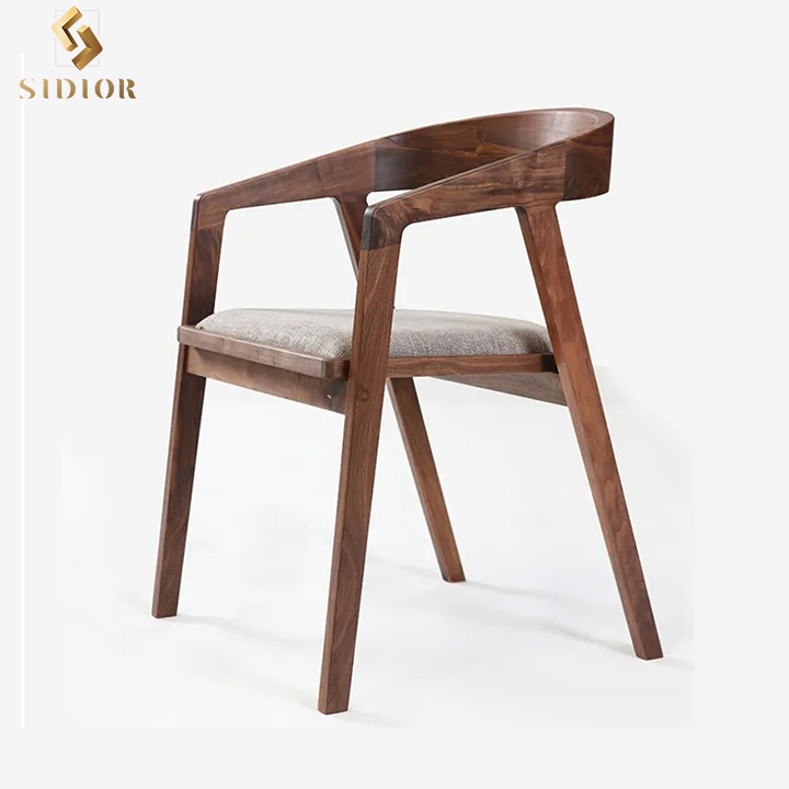 Wholesale Restaurant Popular Wooden Dining Chair Dining Room Solid Wood Chairs With Fabric Cushion