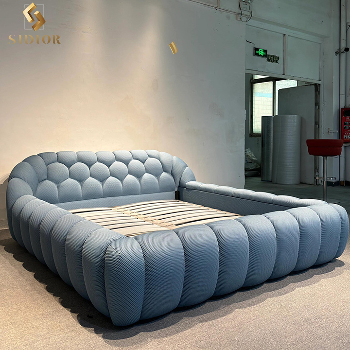 France Modern Style Design Bubble Bed Blue Roche Bobois Designer High Density Foam Soft Bed Furniture Set Modern