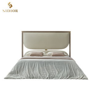 Luxury Modern High Rebound Sponge Wood Frame Bed Bedroom King Queen Bed