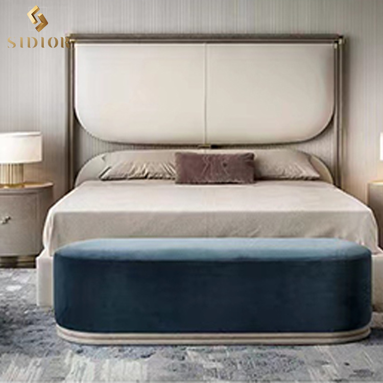 Luxury Modern High Rebound Sponge Wood Frame Bed Bedroom King Queen Bed