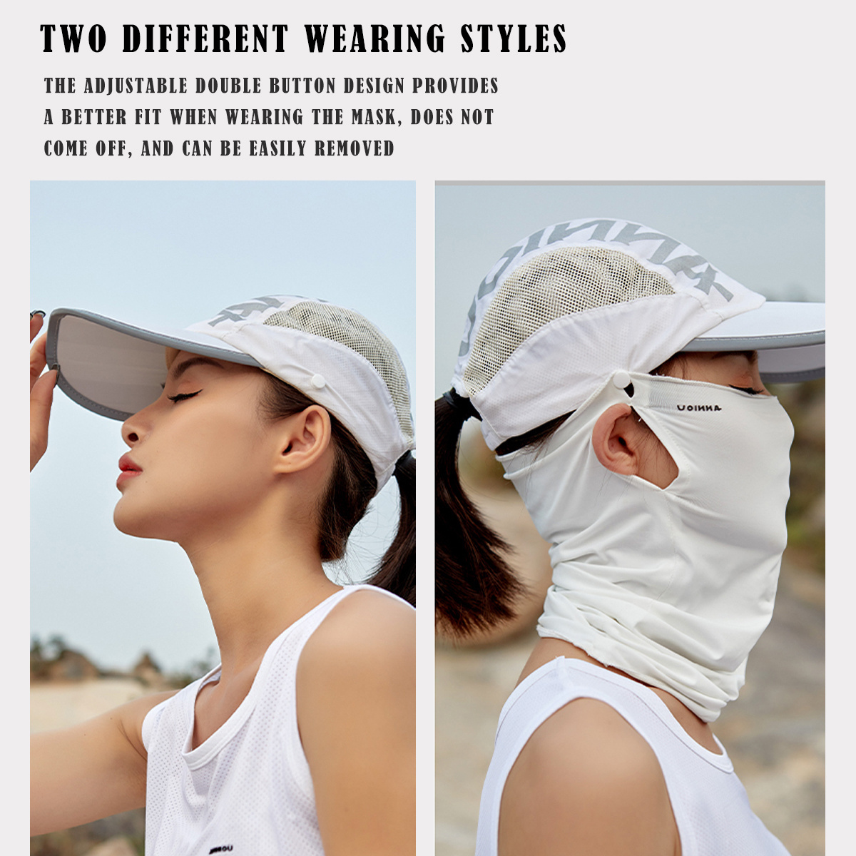 All Round UV Protection Two Used Reflective Foldable Sun Hat With Face Cover Quick Drying Outdoor Cycling Sun Baseball Caps