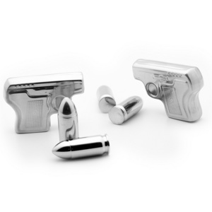 New Product Explosion Pistol Gun Shape Chilling Stones Reusable Stainless Steel 304 Whiskey Stones Wine Ice Cubes Bar Gifts