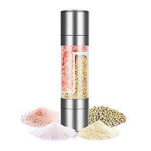 Adjustable Coarseness 2 In 1 Dual Head Manual Stainless Steel Salt And Pepper Mill Herb Spices Grinder for Kitchen