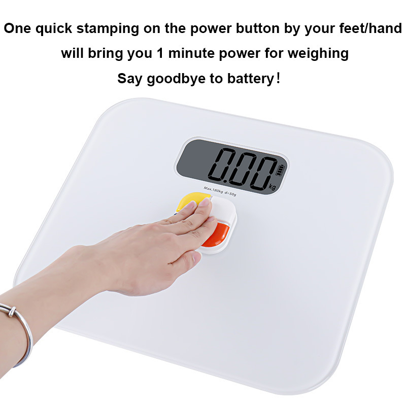 New design IP65 Water-proof one button get the power environment friendly Body scale battery free bathroom scale Water-proof