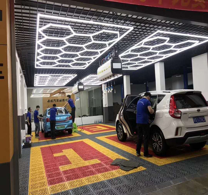 Customized LED hexagonal light without the one-step installation for the car detailing and car polishing lights