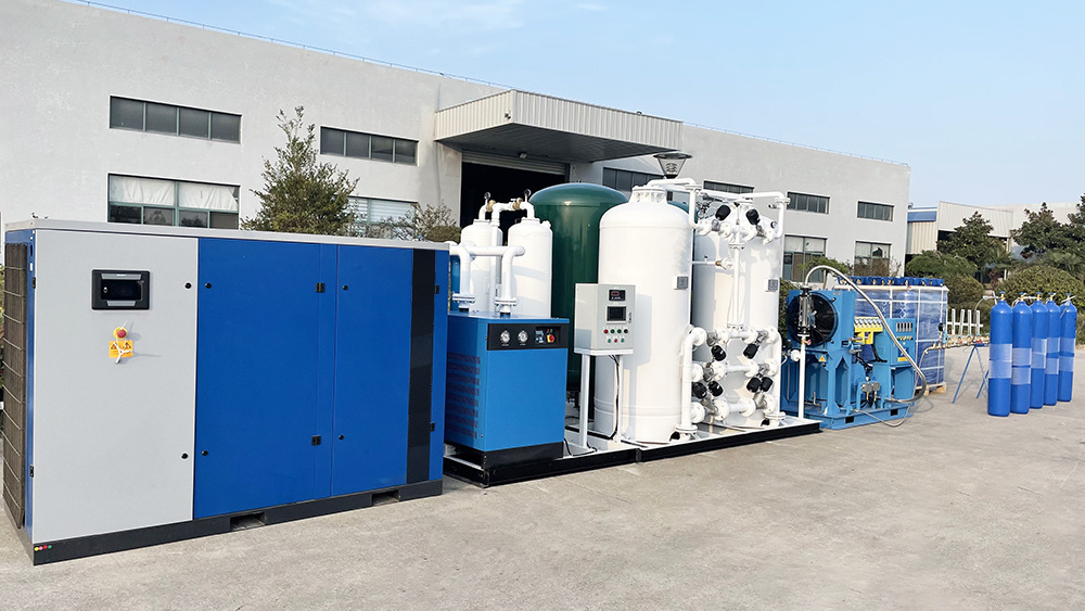 Air-Cooled Engine Nitrogen Generator Oil-free 55KW 75HP 318cfm N2 Booster Screw Compressor