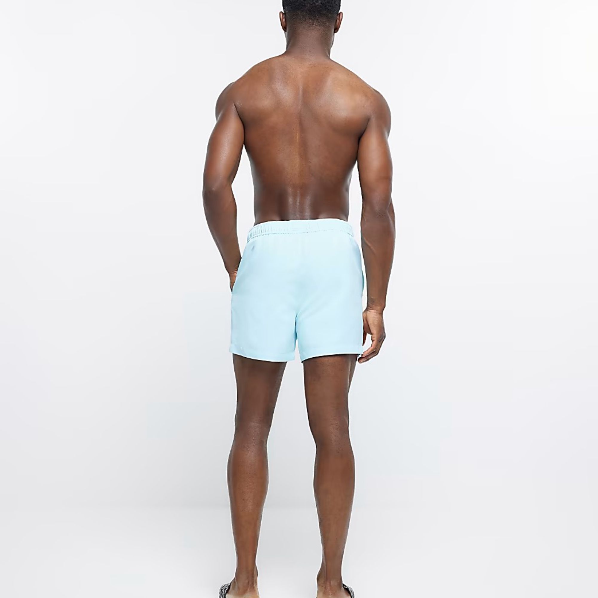 Regular Fit 100% Nylon Polyamide Side Slip Pockets Elasticated Waist BlueRegular Fit Iridescent Swim Shorts