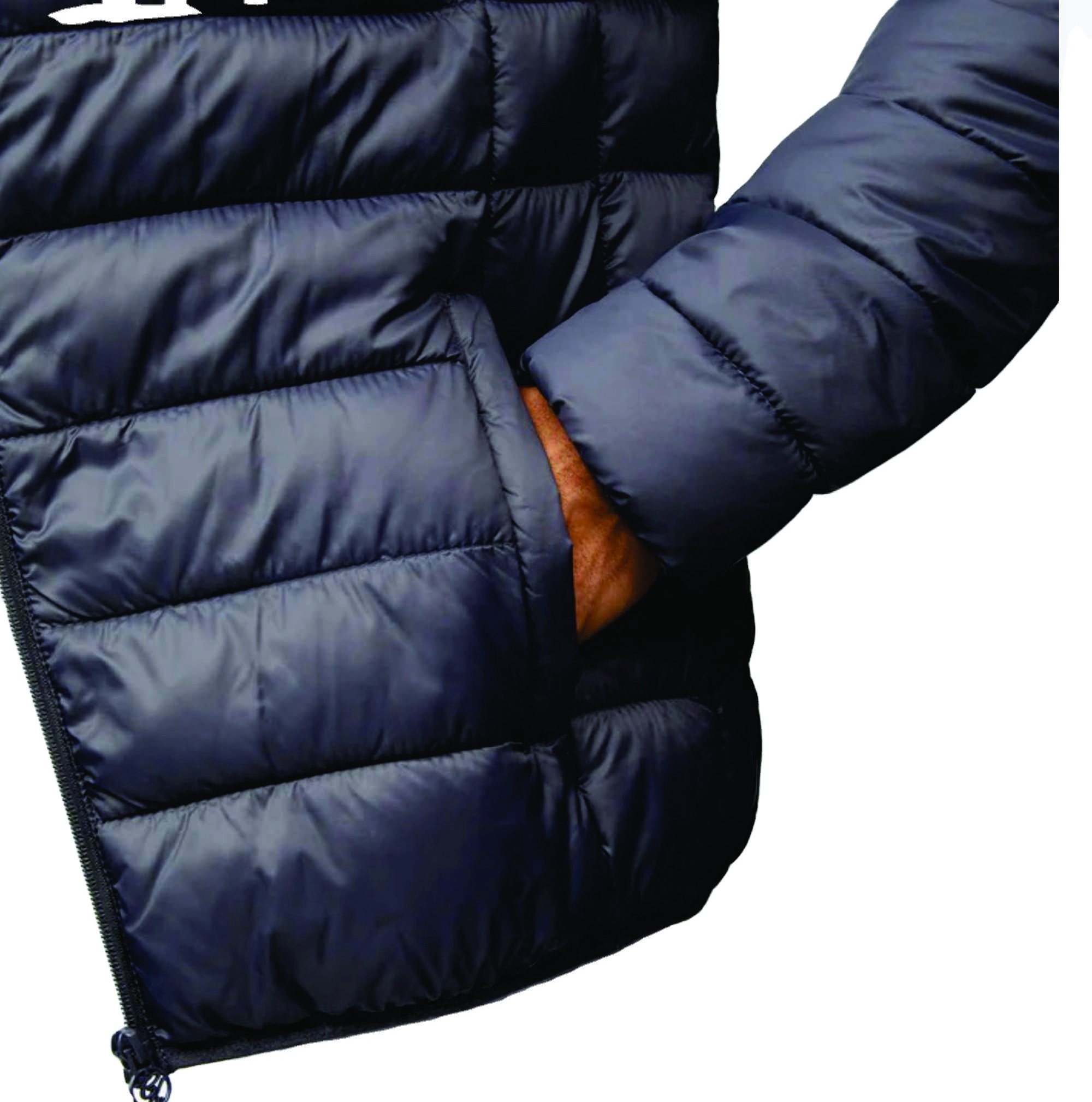 Custom Brand 100% Polyester Lightweight Quilted Full Zip  Cuffs Grey Mens Packaway Puffer Jacket