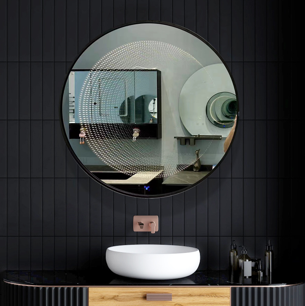 Round Smart Hotel 3D Led Custom Decorative Infinity Tunnel Mirror