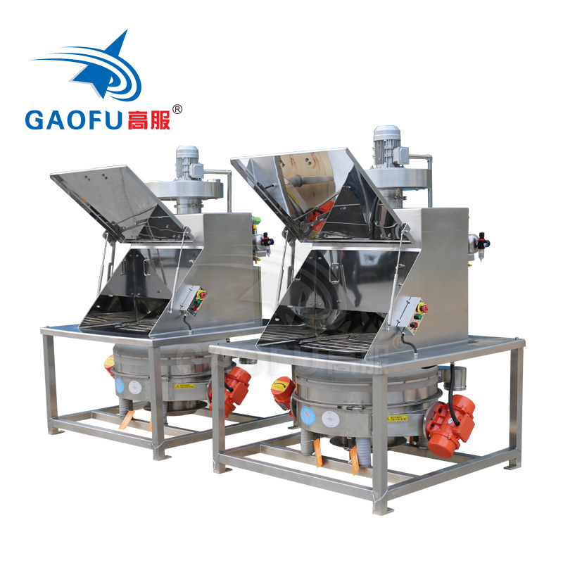 Food materials package unloading and screening widely-used big bag dumping station