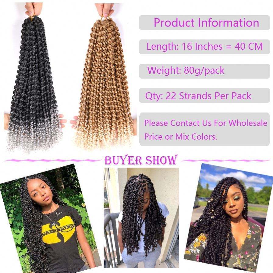 Passion Twist Hair Synthetic Kinky Curly 18 Inch Spring Twist Crochet Braid Hair 22strands/pack Hair Extension for Black Women