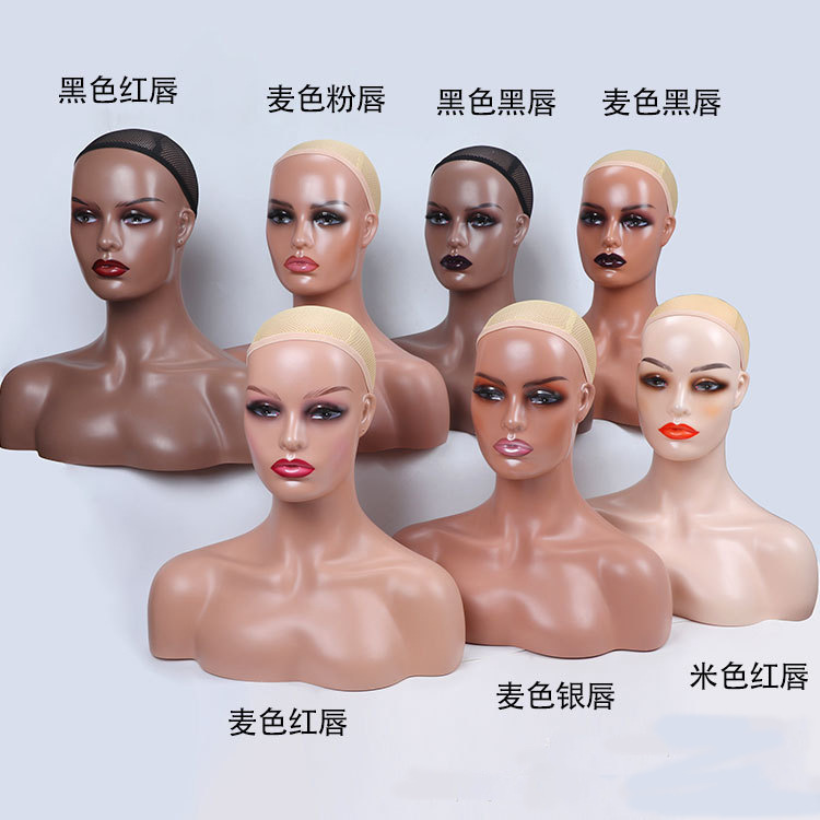 Sifan Training Mannequin Head Canvas Block Head Display Styling Mannequin Manikin Wig Stand with Shoulders for Wig Display