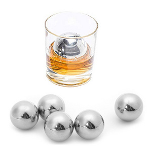 Pack of 4 Stainless Steel Chilling Reusable Round Ball Ice Cubes for Whiskey Wine bourbon