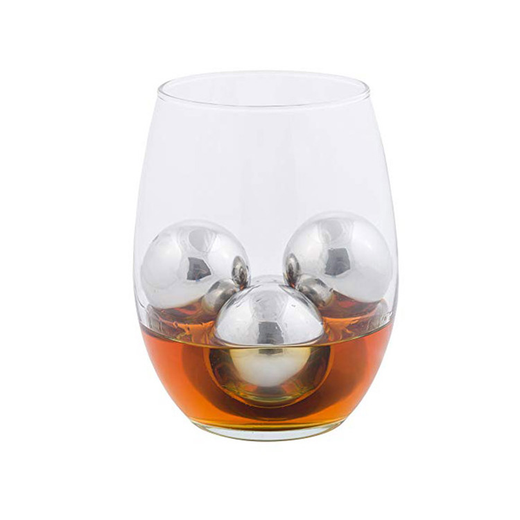 Pack of 4 Stainless Steel Chilling Reusable Round Ball Ice Cubes for Whiskey Wine bourbon