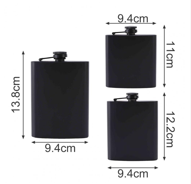 6oz/7oz/8oz Hip Flask Leak-proof Convenient Stainless Steel Matte Black Whiskey Flask for Outdoor