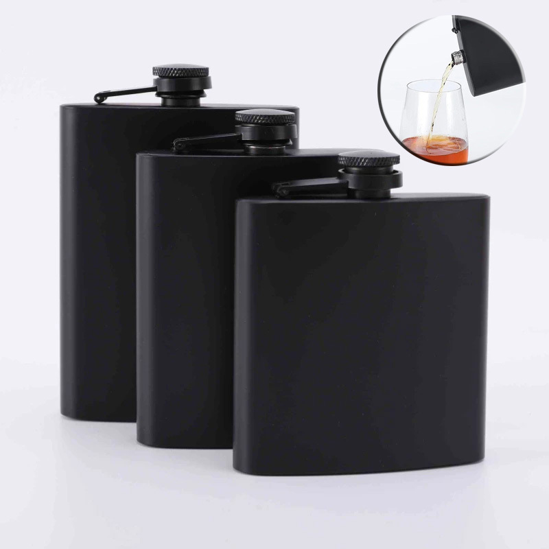 6oz/7oz/8oz Hip Flask Leak-proof Convenient Stainless Steel Matte Black Whiskey Flask for Outdoor